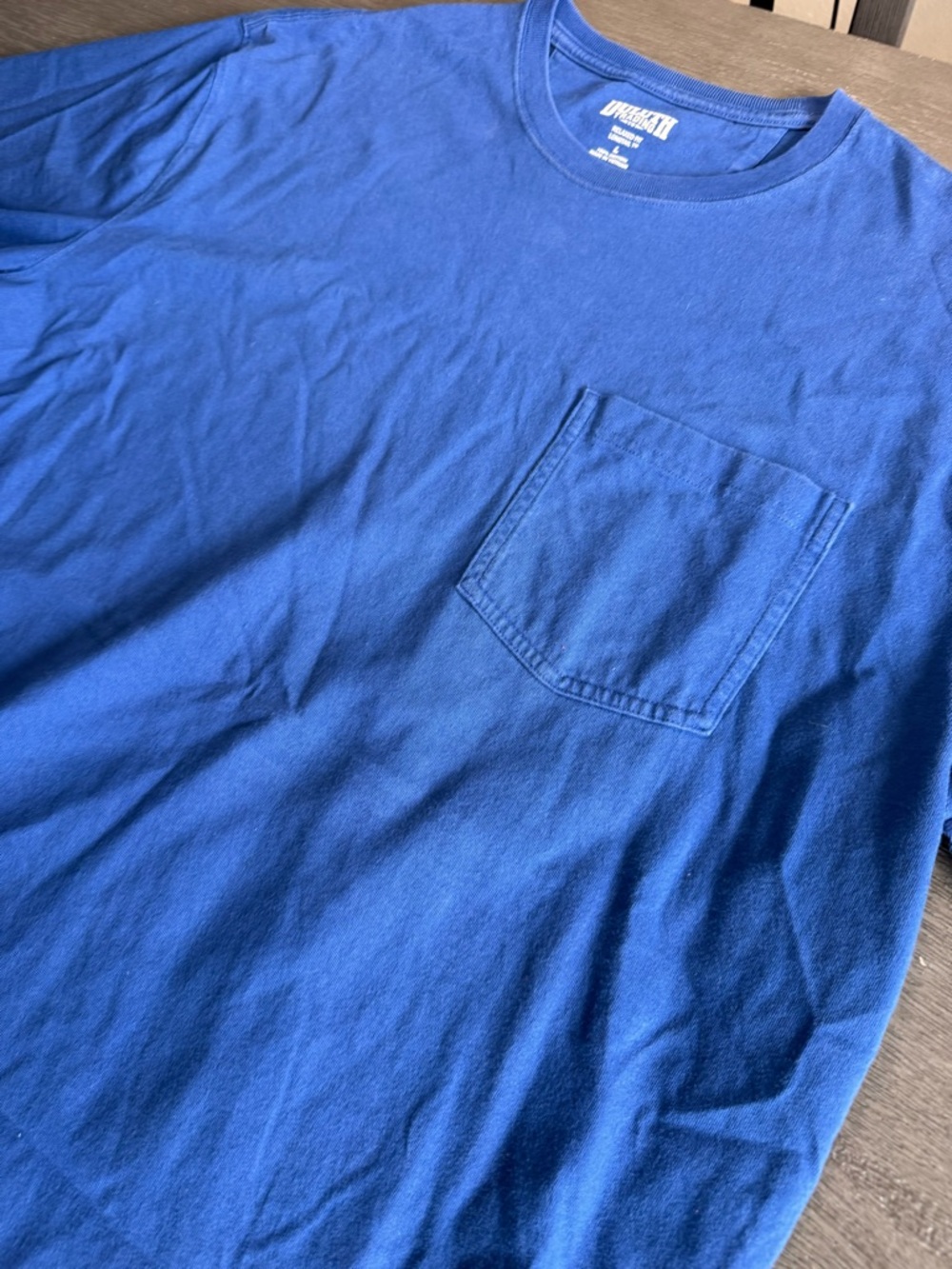 Duluth Blue Crew Neck Short Sleeve TShirt Long Tail Tee L - Picture 3 of 7